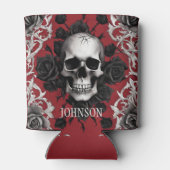 Gotische schedels en zwarte Rozen Monogram Blikjeskoeler (Achterkant)