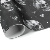 Gotische schedels & harten Zwart Cadeaupapier (Rol Hoek)