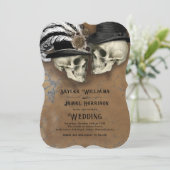Gotische schedels in Petten bruiloft Kaart (Staand voorkant)
