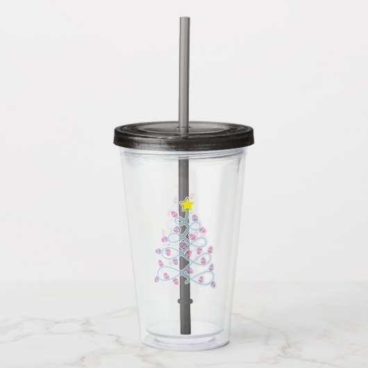 Gotische schedels Kerstboom Acryl Tumbler Acryl Drinkbeker (Voorkant)
