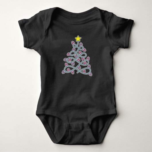 Gotische schedels Kerstboom Baby Bodysuit (Voorkant)