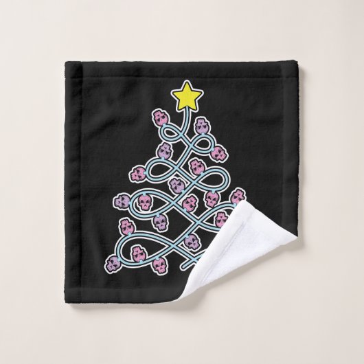 Gotische schedels Kerstboom Handdoek Set (Wasdoekje)