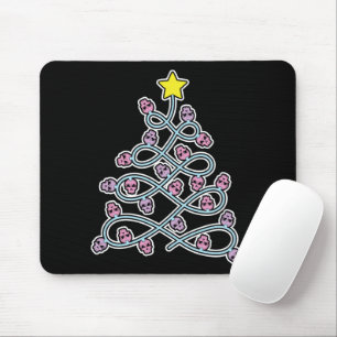 Gotische schedels Kerstboom Mousepad Muismat