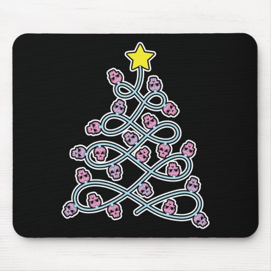 Gotische schedels Kerstboom Mousepad Muismat (Voorkant)