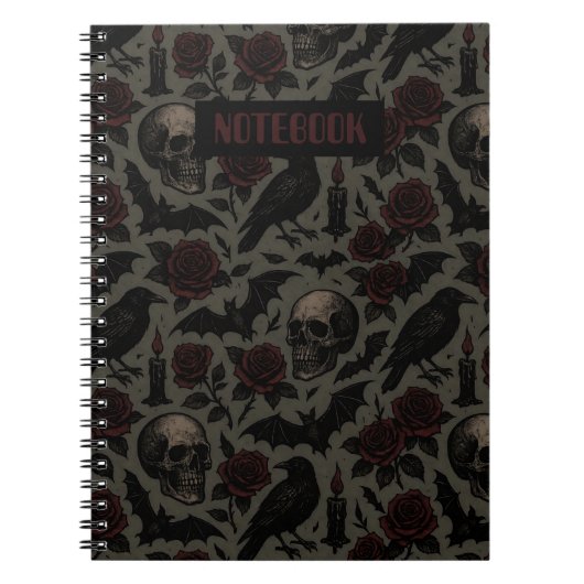 Gotische schedels, kraaien en Rozen Notitieboek (Voorkant)