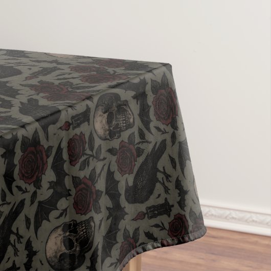 Gotische schedels, kraaien en Rozen Tafelkleed (Voorbeeld)