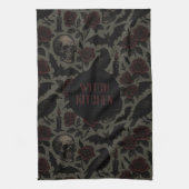 Gotische schedels, kraaien en Rozen Theedoek (Verticaal)