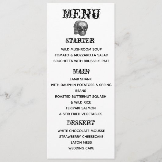 Gotische schedels Menu (Voorkant)
