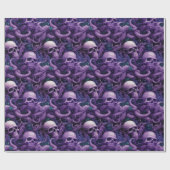 Gotische schedels Octopus Steampunk Oceaan Cadeaupapier (Vlak)