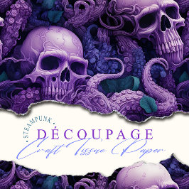 Gotische schedels Octopus Steampunk Oceaan Tissuepapier