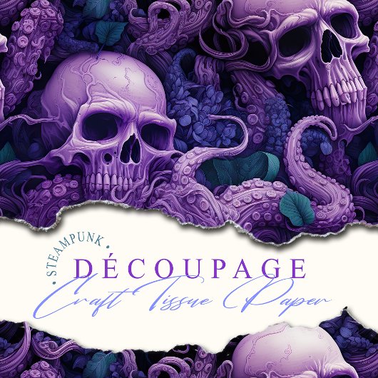Gotische schedels Octopus Steampunk Oceaan Tissuepapier
