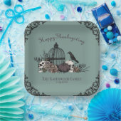 Gotische schedels, pompoen & herfstbladeren Thanks Papieren Bordje (Feest)