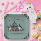 Gotische schedels, pompoen & herfstbladeren Thanks Papieren Bordje (Feest)