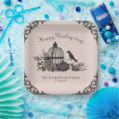 Gotische schedels, pompoen & herfstbladeren Thanks Papieren Bordje (Feest)