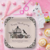 Gotische schedels, pompoen & herfstbladeren Thanks Papieren Bordje (Feest)