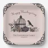 Gotische schedels, pompoen & herfstbladeren Thanks Papieren Bordje (Voorkant)