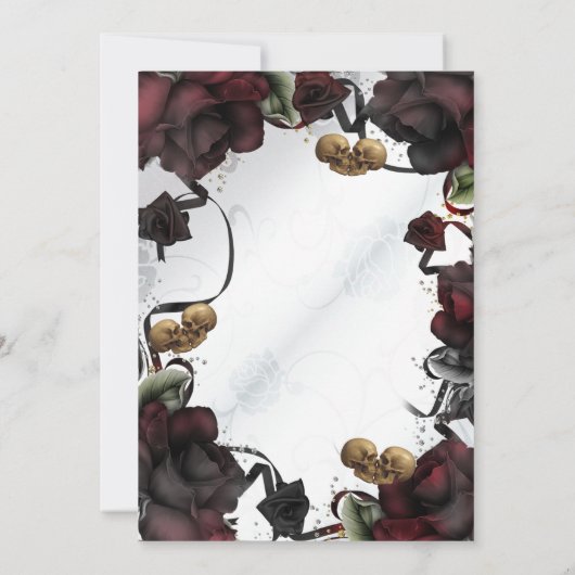 Gotische schedels Rode rozen Witte Halloween bruil Kaart (Achterkant)