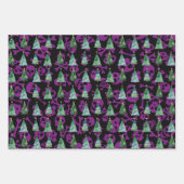 Gotische schedels Rood Paarse Blauwe Kerstbomen Inpakpapier Vel (Voorkant 2)