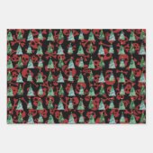 Gotische schedels Rood Paarse Blauwe Kerstbomen Inpakpapier Vel (Voorkant)