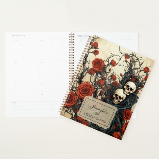 Gotische schedels & rozen planner (Display)