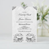 Gotische Schedels Sombere Donkere Huwelijksproefav Kaart (Staand voorkant)