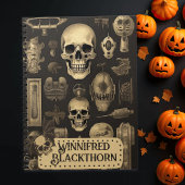  Gotische schedels, Spooky Halloween Monogram Notitieboek