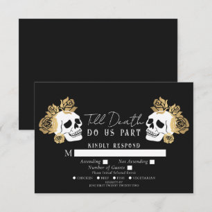 Gotische schedels tot de dood bruiloft RSVP Informatiekaartje