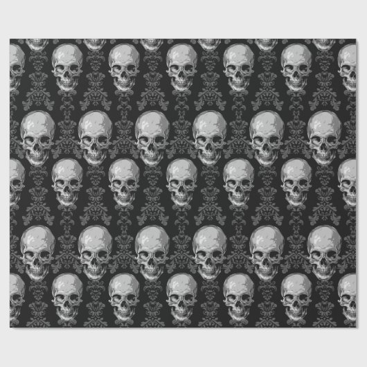 Gotische schedels Victoriaans barok inpakpapier (Vlak)