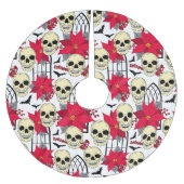 Gotische schedels Vleermuizen en bloemen Gothic Kerstboom Rok (Voorkant)