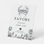 Gotische schedels zwart-wit gunsten reclamebord met voetstuk (Voorkant)