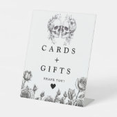 Gotische schedels zwart-witte Kaarten en geschenke Reclamebord Met Voetstuk (Voorkant)