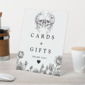 Gotische schedels zwart-witte Kaarten en geschenke Reclamebord Met Voetstuk (Insitu)