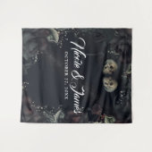 Gotische schedels & zwarte rozen bruiloft achtergr wandkleed (Voorkant (horizontaal))