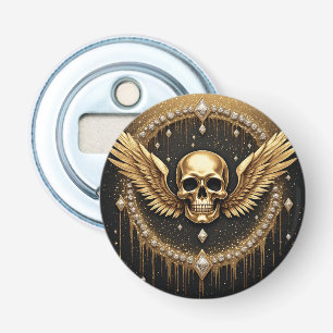 💎 Gotische Schedelvleugels Logo Voor Alternatieve Button Flesopener