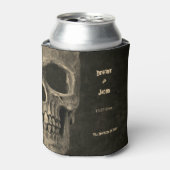 Gotische Sepia Halve schedel Hoofd  Hallobruiloft Blikjeskoeler (Blikje Voorkant)