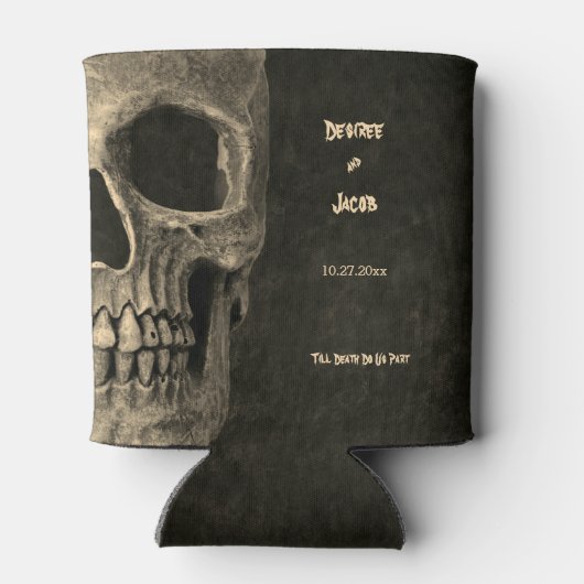 Gotische Sepia Halve schedel Hoofd  Hallobruiloft Blikjeskoeler (Achterkant)