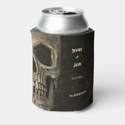 Gotische Sepia Halve schedel Hoofd  Hallobruiloft Blikjeskoeler (Blikje Achterkant)