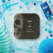 Gotische Sepia Halve schedel Hoofd Hallobruiloft Papieren Bordje (Feest)