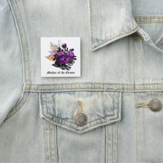 Gotische Shabby-Chic Paarse & Oranje Bloemen Huwel Naamplaatje (In situ)