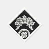 Gotische sierrand bloemmedaillon antiek zwart wit servet (Hoek)