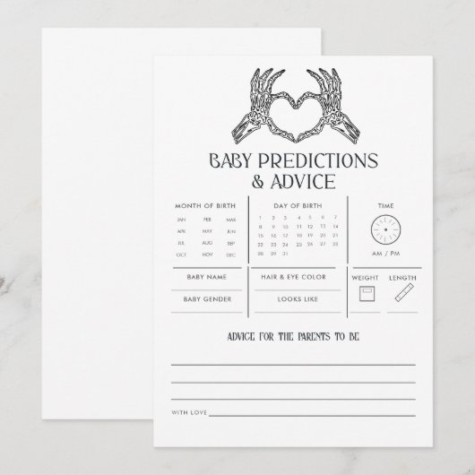 Gotische Skelet Baby Voorspellingen Adviesspel Notitiekaartje (Voorkant / Achterkant)