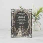 Gotische Skelet Bruid & bruidegom Bruiloft Kaart (Staand voorkant)