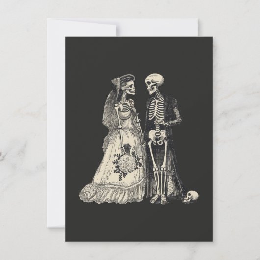 Gotische Skelet Bruid & bruidegom Bruiloft Kaart (Achterkant)