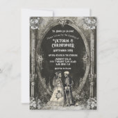 Gotische Skelet Bruid & bruidegom Bruiloft Kaart (Voorkant)