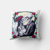 Gotische Skelet Bruid en Bruidegom Donkere Romanti Kussen (Achterkant)