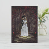 Gotische Skelet Bruid en bruidegom Kaart (Staand voorkant)