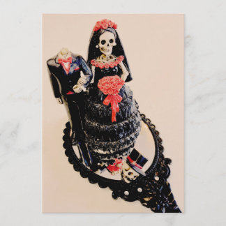 Gotische skelet bruid hoofdloze bruidegom save the date