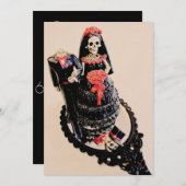 Gotische skelet bruid hoofdloze bruidegom save the save the date (Voorkant / Achterkant)