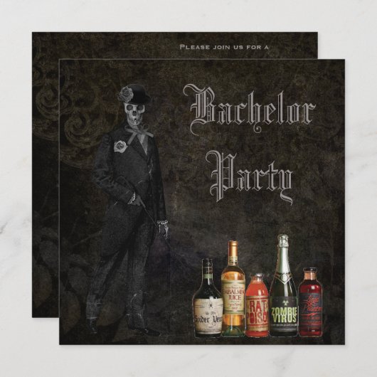 Gotische Skelet Bruidegom & Giftige Verloofde Part Kaart (Voorkant / Achterkant)