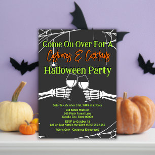 Gotische Skelet Halloween Kostuums & Cocktails Kaart